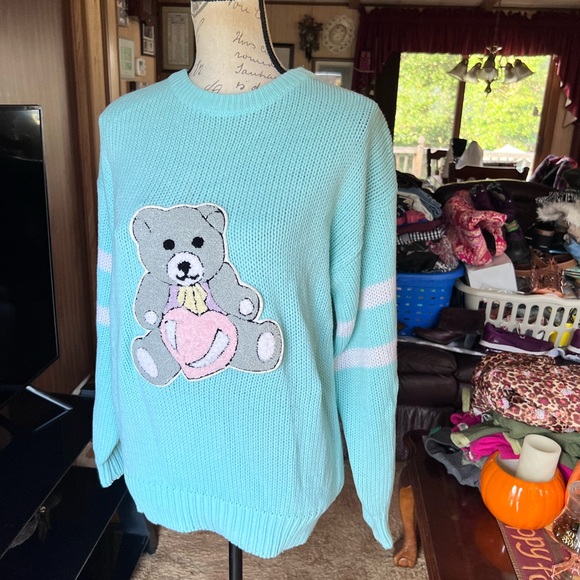 Vintage Teddy Bear Sweater Bear Heart J. J. Fargo Crew Neck 90's. - Picture 11 of 15